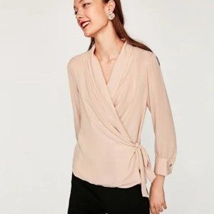 Zara Nude Pink Wrap Blouse